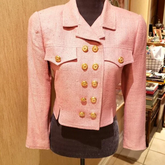 Vintage Pink Tweed Cropped Jacket by Carlisle - Picture 11 of 12